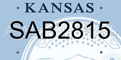SAB2815 Kansas License Plate