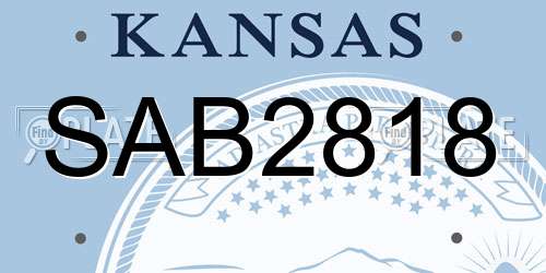 SAB2818 Kansas License Plate
