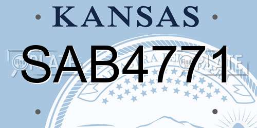SAB4771 Kansas License Plate