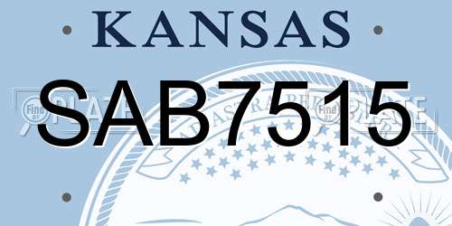SAB7515 Kansas License Plate