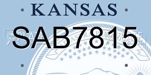SAB7815 Kansas License Plate