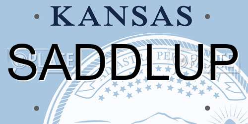 SADDLUP Kansas License Plate