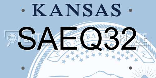 SAEQ32 Kansas License Plate