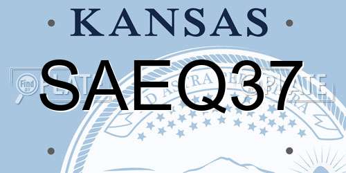SAEQ37 Kansas License Plate