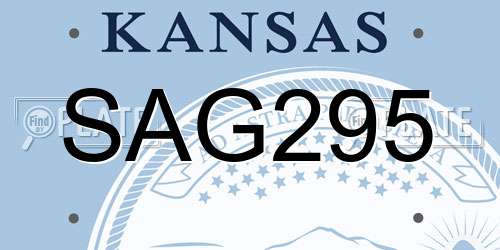 SAG295 Kansas License Plate