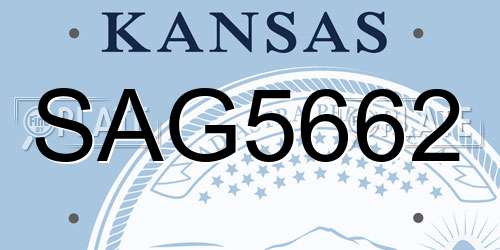 SAG5662 Kansas License Plate