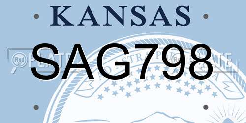 SAG798 Kansas License Plate