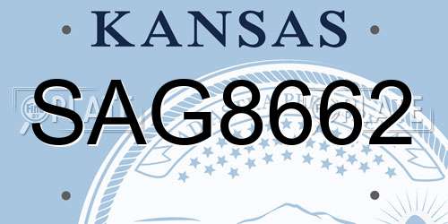 SAG8662 Kansas License Plate