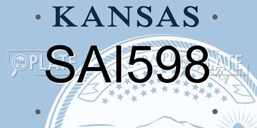 SAI598 Kansas License Plate