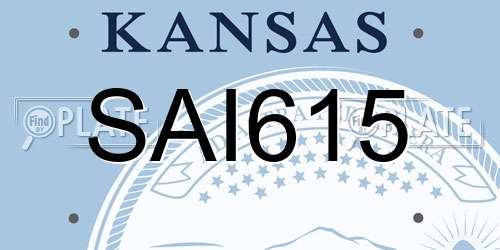 SAI615 Kansas License Plate