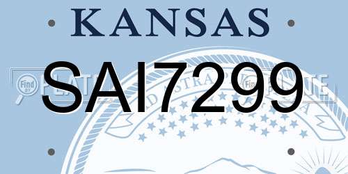 SAI7299 Kansas License Plate