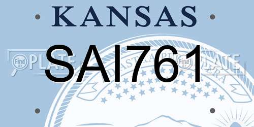 SAI761 Kansas License Plate