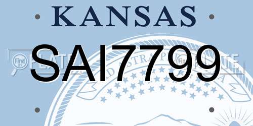 SAI7799 Kansas License Plate