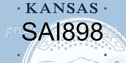 SAI898 Kansas License Plate