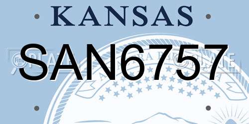 SAN6757 Kansas License Plate