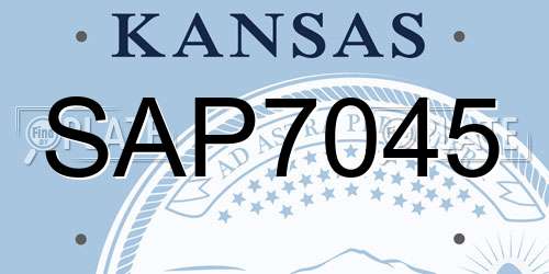 SAP7045 Kansas License Plate