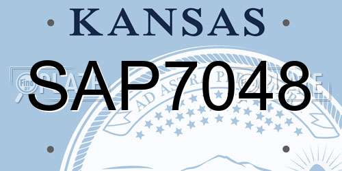 SAP7048 Kansas License Plate