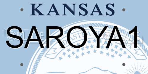 SAROYA1 Kansas License Plate