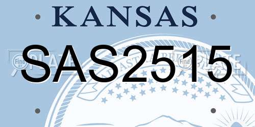 SAS2515 Kansas License Plate