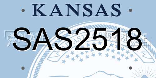 SAS2518 Kansas License Plate