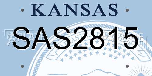 SAS2815 Kansas License Plate