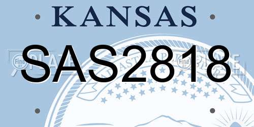 SAS2818 Kansas License Plate