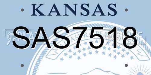 SAS7518 Kansas License Plate