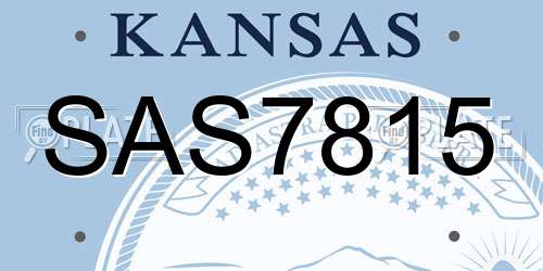 SAS7815 Kansas License Plate
