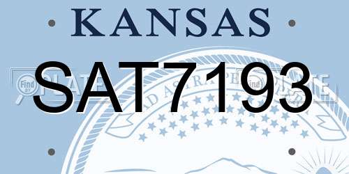 SAT7193 Kansas License Plate