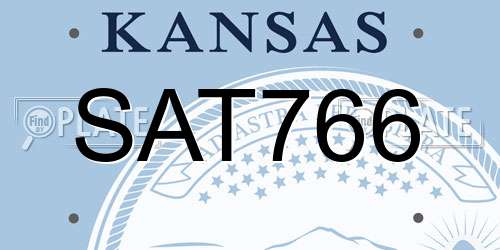 SAT766 Kansas License Plate