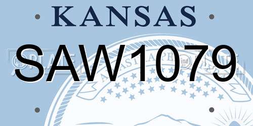 SAW1079 Kansas License Plate