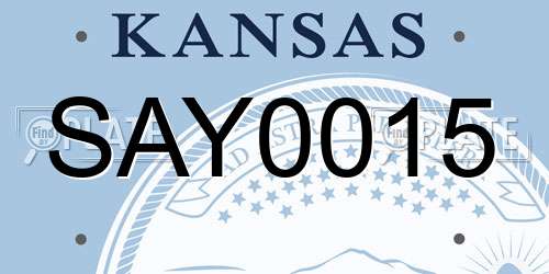 SAY0015 Kansas License Plate