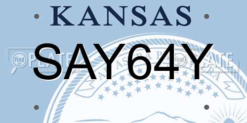 SAY64Y Kansas License Plate