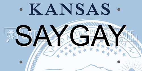 SAYGAY Kansas License Plate