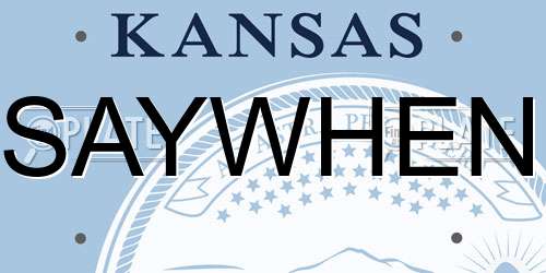 SAYWHEN Kansas License Plate