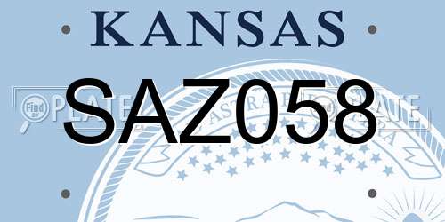 SAZ058 Kansas License Plate