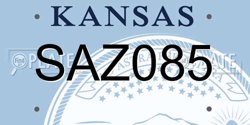SAZ085 Kansas License Plate