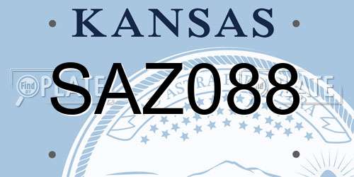 SAZ088 Kansas License Plate