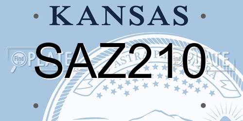 SAZ210 Kansas License Plate