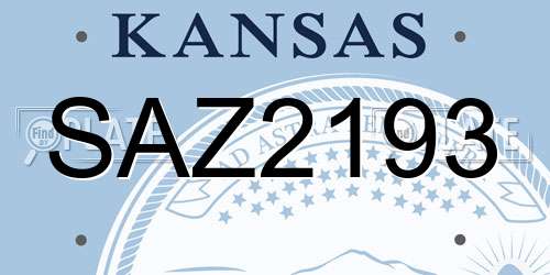 SAZ2193 Kansas License Plate