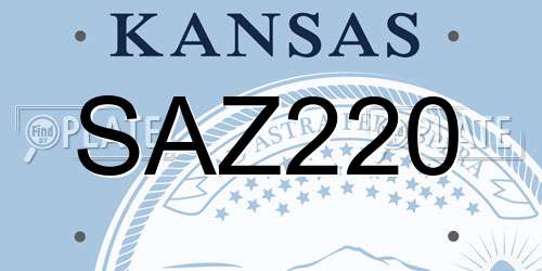 SAZ220 Kansas License Plate