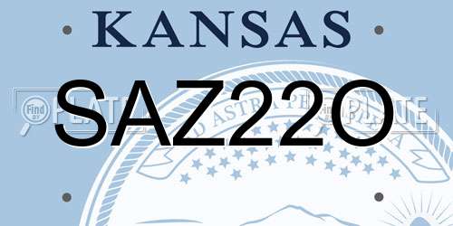 SAZ22O Kansas License Plate