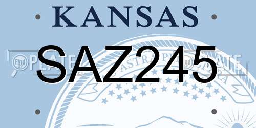SAZ245 Kansas License Plate