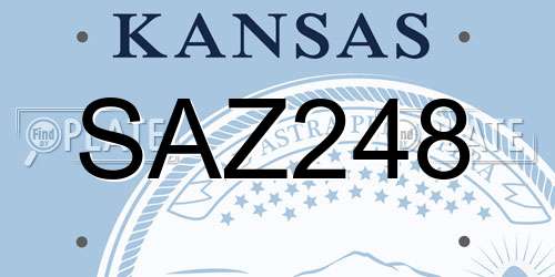 SAZ248 Kansas License Plate