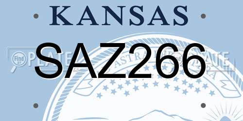 SAZ266 Kansas License Plate