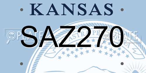 SAZ270 Kansas License Plate