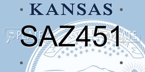 SAZ451 Kansas License Plate