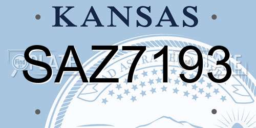 SAZ7193 Kansas License Plate