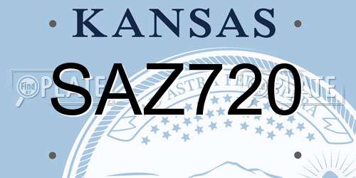 SAZ720 Kansas License Plate