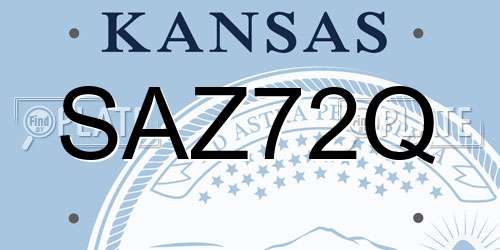 SAZ72Q Kansas License Plate